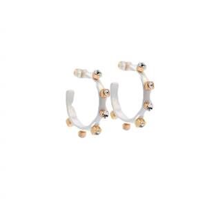 NEW SMITH & CO women's metal hoop earrings in white